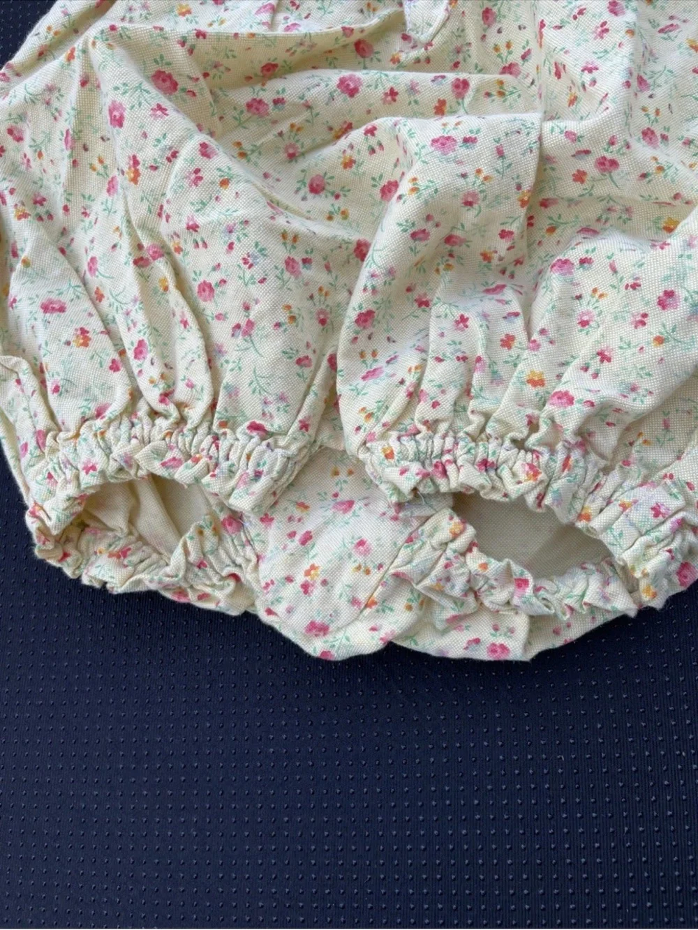 Ralph Lauren Yellow Floral Baby Bubble Romper with Pink & Green Accents